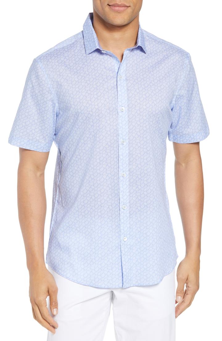 Men's Zachary Prell Garrett Trim Fit Sport Shirt, Size - Blue