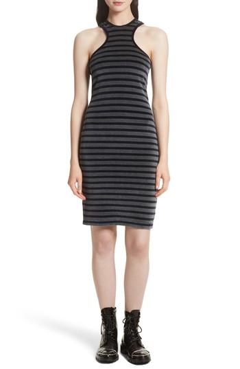 Women's T By Alexander Wang Stripe Velour Racerback Dress