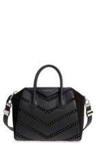 Givenchy Small Antigona Studded Chevron Suede & Leather Satchel - Black