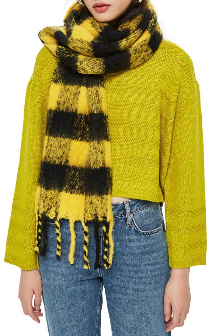 Women's Topshop Heavy Punk Check Scarf, Size - Yellow