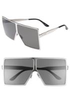 Women's Saint Laurent Betty 68mm Shield Sunglasses - Silver/ Grey