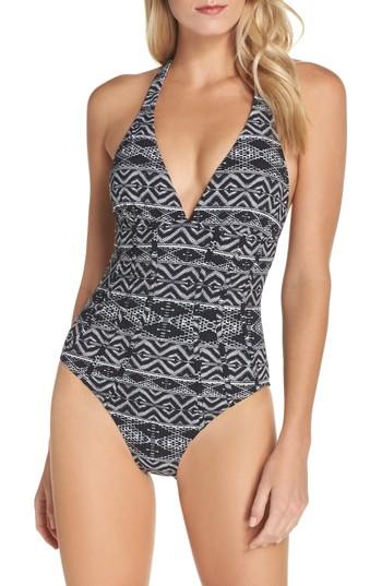 Women's La Blanca Designer Jeans One-piece Swimsuit - Black