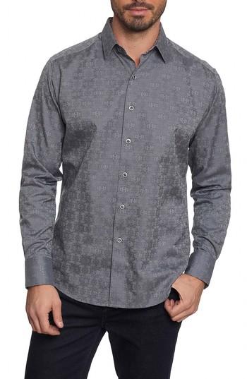 Men's Robert Graham 'cullen' Classic Fit Jacquard Sport Shirt, Size - Grey