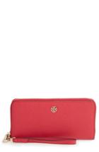 Women's Tory Burch 'perry' Leather Zip Continental Wallet - Red