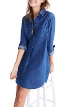 Women's Madewell Denim Popover Shirtdress, Size - Blue