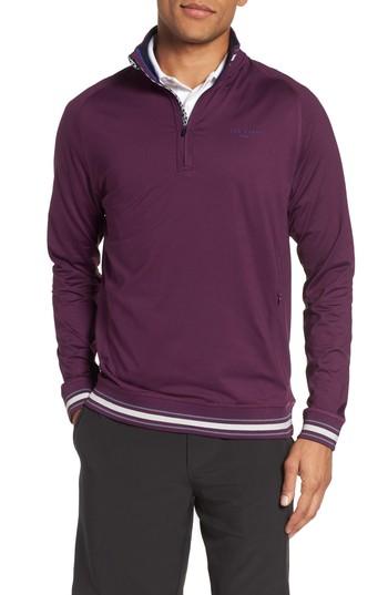 Men's Ted Baker London Trim Fit Quarter Zip Golf Pullover (xl) - Purple