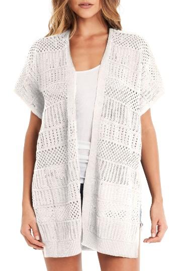 Women's Michael Stars Short Sleeve Open Front Cardigan - White