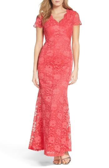 Women's Ellen Tracy Lace Gown - Pink