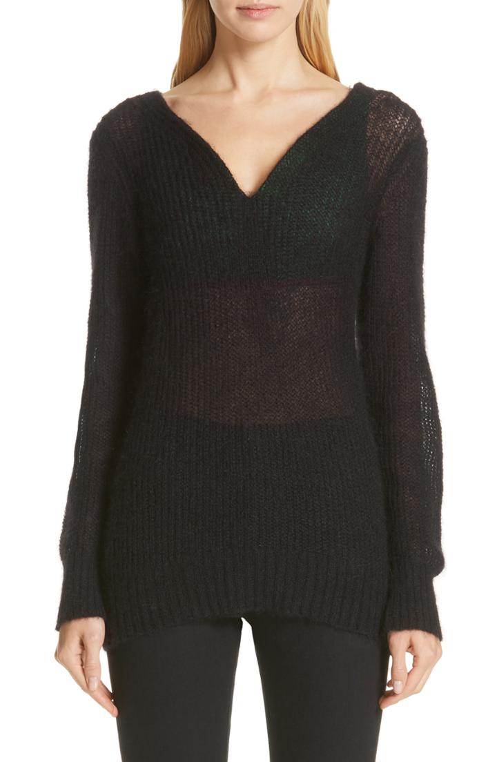 Women's Y/project Off The Shoulder Mohair Blend Sweater - Black