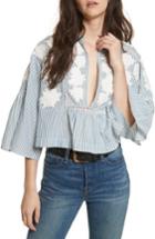 Women's Free People Liya Embroidered Blouse - Blue