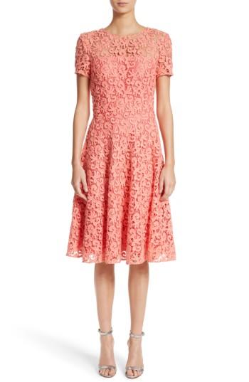 Women's St. John Collection Paisley Guipure Lace Dress - Coral
