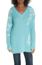 Women's Lewit Lace Applique Tunic Sweater - Blue/green