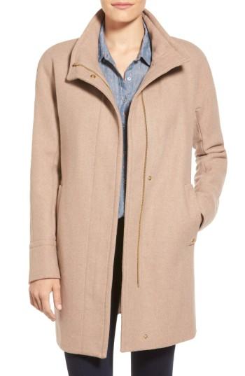 Petite Women's Ellen Tracy Wool Blend Stadium Coat P - Beige