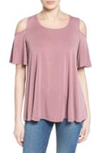 Women's Bobeau Cold Shoulder Flutter Sleeve Top - Pink