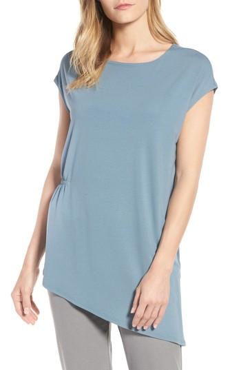 Women's Eileen Fisher Asymmetrical Stretch Jersey Top, Size - Blue