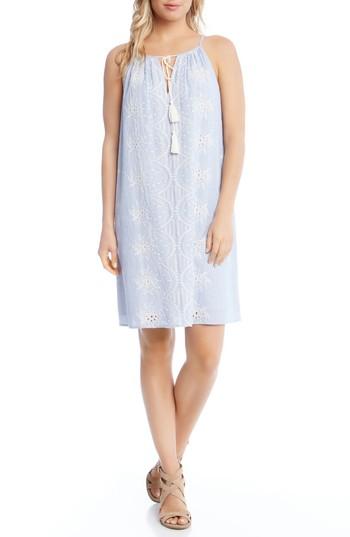 Women's Karen Kane Embroidered Eyelet Shift Dress - Blue