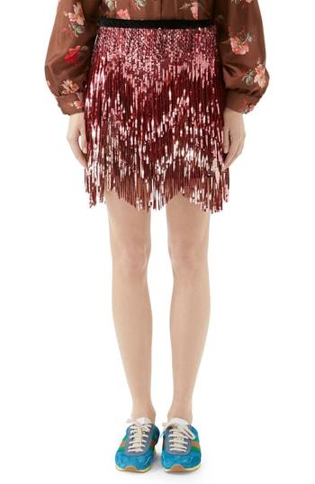 Women's Gucci Sequin Tweed Skirt Us / 42 It - Pink