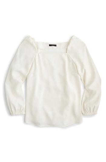Women's J.crew Square Neck Long Sleeve Top - Ivory