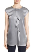 Women's St. John Collection Liquid Satin Top, Size - Grey