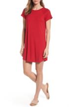 Petite Women's Bobeau Back Cutout Tunic Dress P - Red