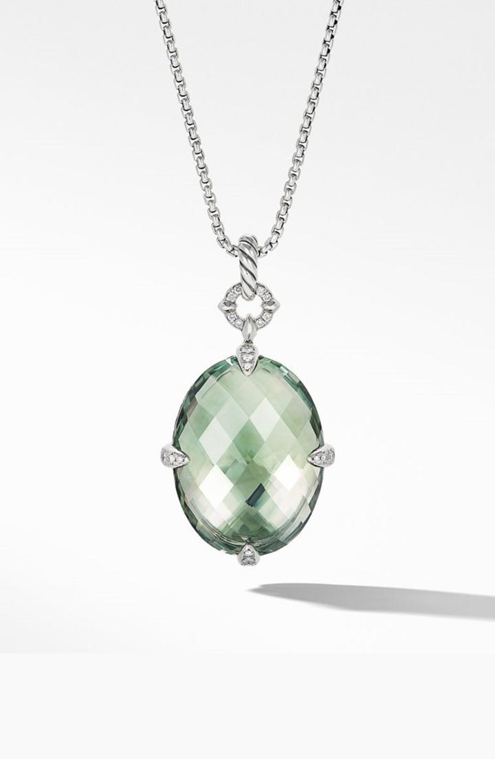 Women's David Yurman Statement Prasiolite Pendant Necklace With Diamonds