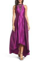 Women's Adrianna Papell Embellished Mikado High/low Gown - Purple