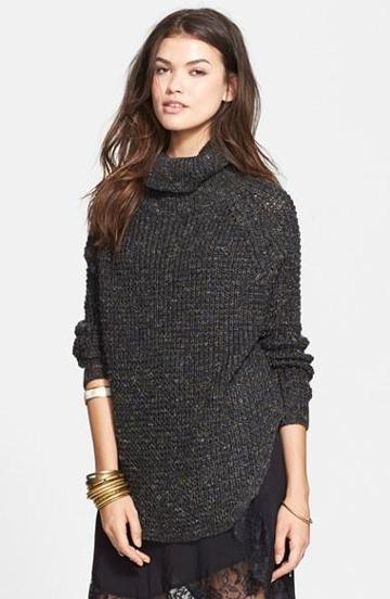 Free People Turtleneck Pullover Charcoal