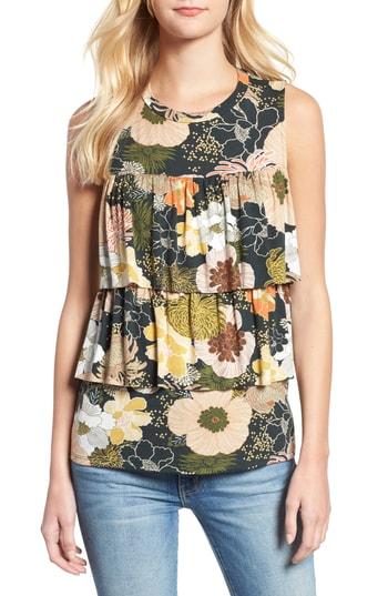 Women's Bobeau Sleeveless Tiered Print Top - Orange