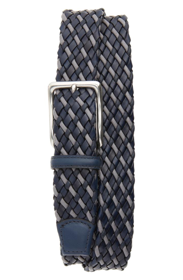 Men's Torino Belts Leather & Cotton Belt - Navy/ Grey