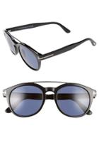 Women's Tom Ford Newman 53mm Sunglasses - Black/ Rhodium/ Blue