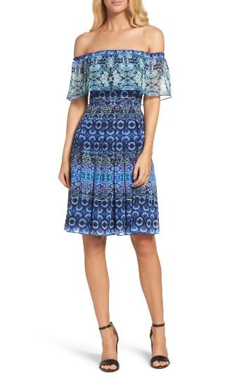 Women's Eliza J Off The Shoulder Chiffon Dress - Blue