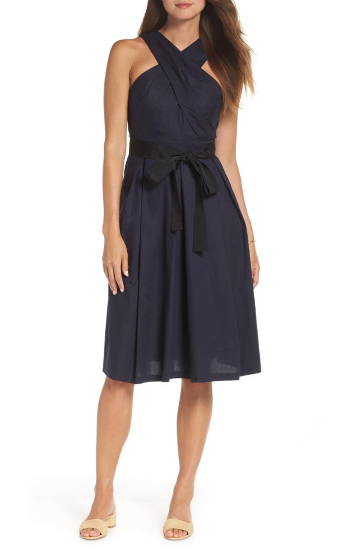 Women's 1901 Cross Front A-line Dress (similar To 14w) - Blue