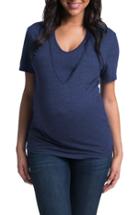 Women's Bun Maternity 'softie' Maternity/nursing Tee - Blue