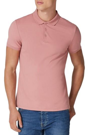 Men's Topman Muscle Fit Polo - Pink