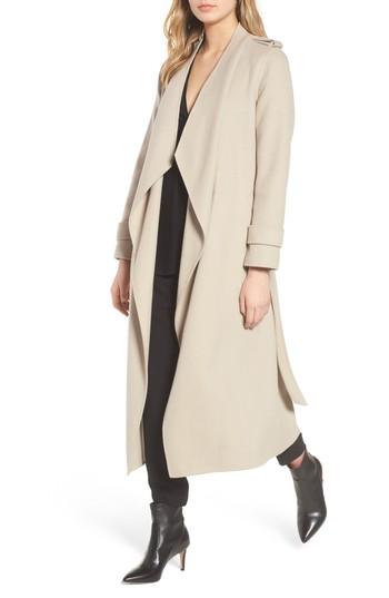 Women's Mackage Double-face Front Drape Wool Coat, Size - Beige