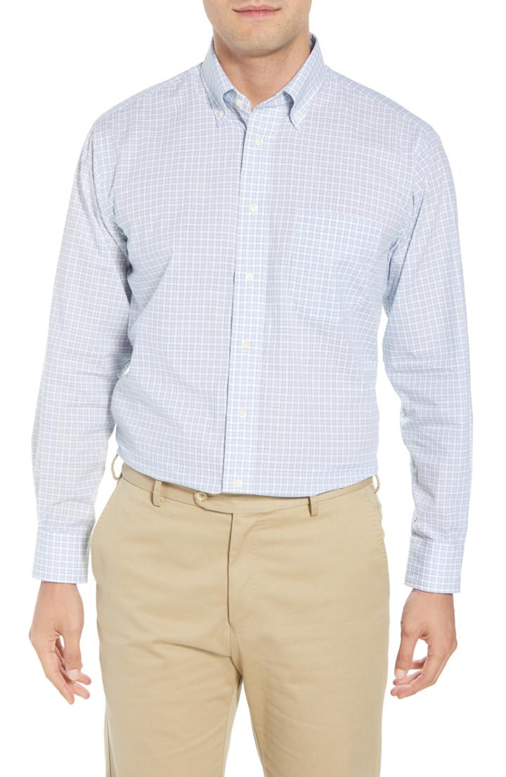 Men's Gitman Tailored Fit Check Dress Shirt - 34 - Blue