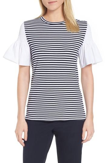 Women's Nordstrom Signature Contrast Sleeve Stripe Tee - White