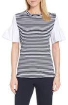 Women's Nordstrom Signature Contrast Sleeve Stripe Tee - White