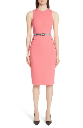 Women's Michael Kors Button Detail Stretch Wool Dress - Pink