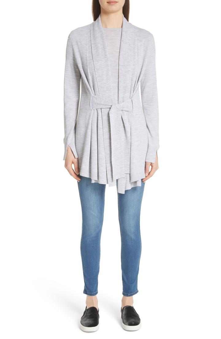Women's Halogen Tie Sleeve Crewneck Sweater, Size - Ivory