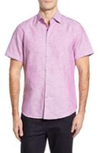 Men's Stone Rose Trim Fit Linen Blend Sport Shirt (m) - Purple