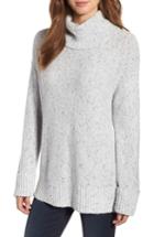 Women's Caslon Roll Neck Cotton Wool Blend Sweater - Grey