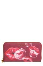 Women's Marc Jacobs Lips Saffiano Leather Zip Around Wallet - Pink