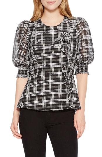 Women's Parker Calli Check Blouse, Size - Black