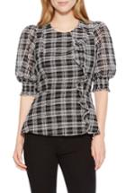 Women's Parker Calli Check Blouse, Size - Black