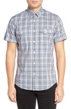 Men's Calibrate Slim Fit Non-iron Gingham Military Sport Shirt