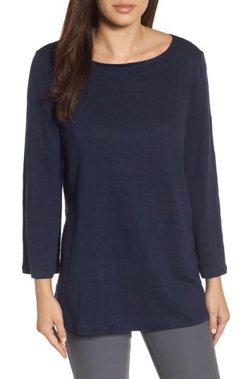 Women's Eileen Fisher Organic Linen Bateau Neck Top, Size - Yellow
