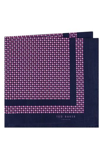 Men's Ted Baker London Micro Dot Silk Pocket Square, Size - Pink