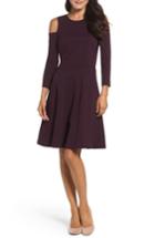 Women's Eliza J Cold Shoulder Fit & Flare Dress - Purple