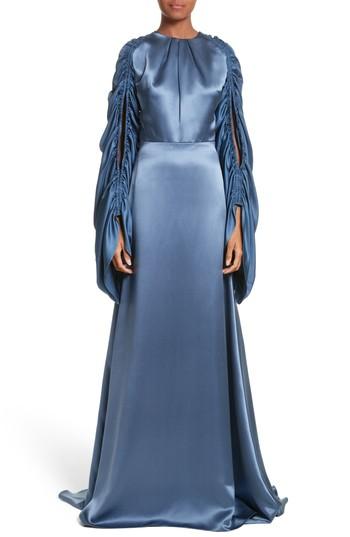 Women's Roksanda Zariah Ruffle Sleeve Silk Gown Us / 8 Uk - Blue